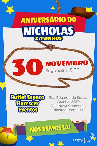 Modelo de Convite de Aniversario - Toy Story Convite Toy Story grátis para editar