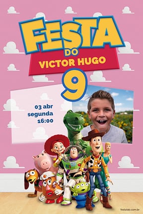 Convite de Aniversario - Toy Story Party Rosa