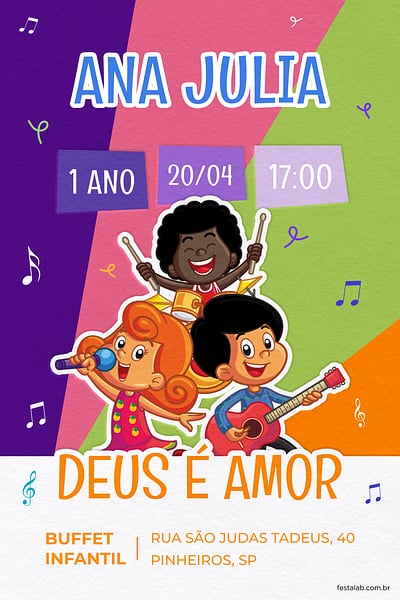 Criar convite de aniversário - Três Palavrinhas Roxa| FestaLab