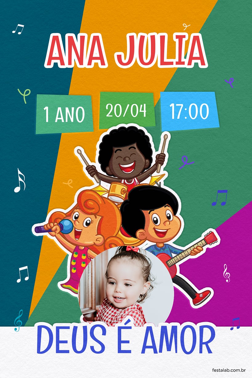 Convite Três Palavrinhas Verde grátis para editar