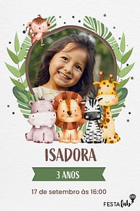 Modelo de Convite de Aniversario - Tronco de Safari Convite Tronco de Safari grátis para editar