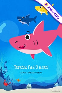 Modelo de Convite de Aniversario - Tubarao Convite Tubarão grátis para editar