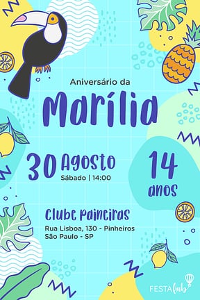 Modelo de Convite de Aniversario - Tucano Tropical Convite de Aniversario - Tucano Tropical