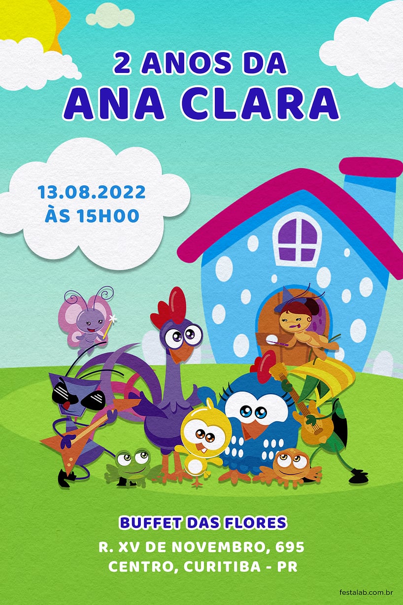 Convite Turma da Galinha grátis para editar