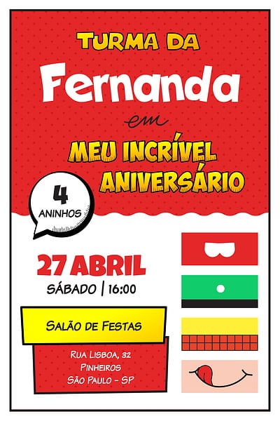 Modelo de Convite de Aniversario - Turma da Monica Convite Turma da Mônica grátis para editar