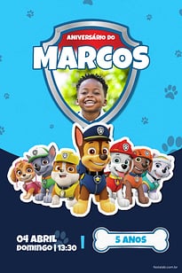 Convite Turma da patrulha azul grátis para editar