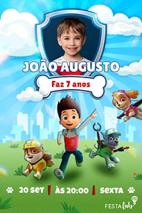 Modelo de Convite de Aniversario - Turma Patrulha Canina Convite Turma Patrulha Canina grátis para editar