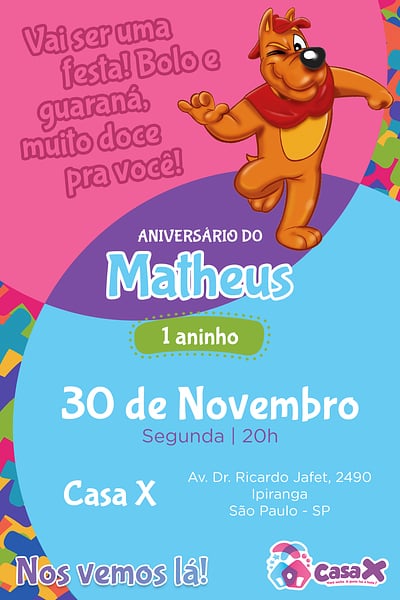 Modelo de Convite de Aniversario - Casa X - Txutxucao Convite Casa X - Txutxucão grátis para editar