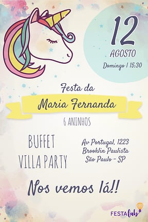 Modelo de Convite de Aniversario - Unicornio Convite de Aniversario - Unicornio