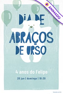 Modelo de Convite de Aniversario - Ursinho Com Baloes Azul Convite Ursinho Com Balões Azul grátis para editar