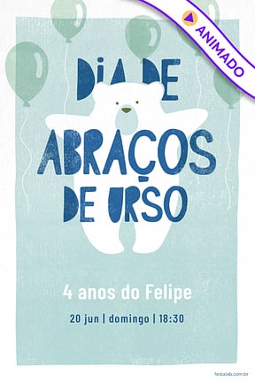 Modelo de Convite de Aniversario - Ursinho Com Baloes Azul Convite de Aniversario - Ursinho Com Baloes Azul