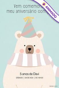 Modelo de Convite de Aniversario - Ursinho Comemoracao Verde Convite Ursinho Comemoração Verde grátis para editar