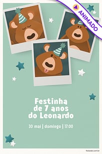 Modelo de Convite de Aniversario - Ursinho Festa Verde Convite Ursinho Festa Verde grátis para editar