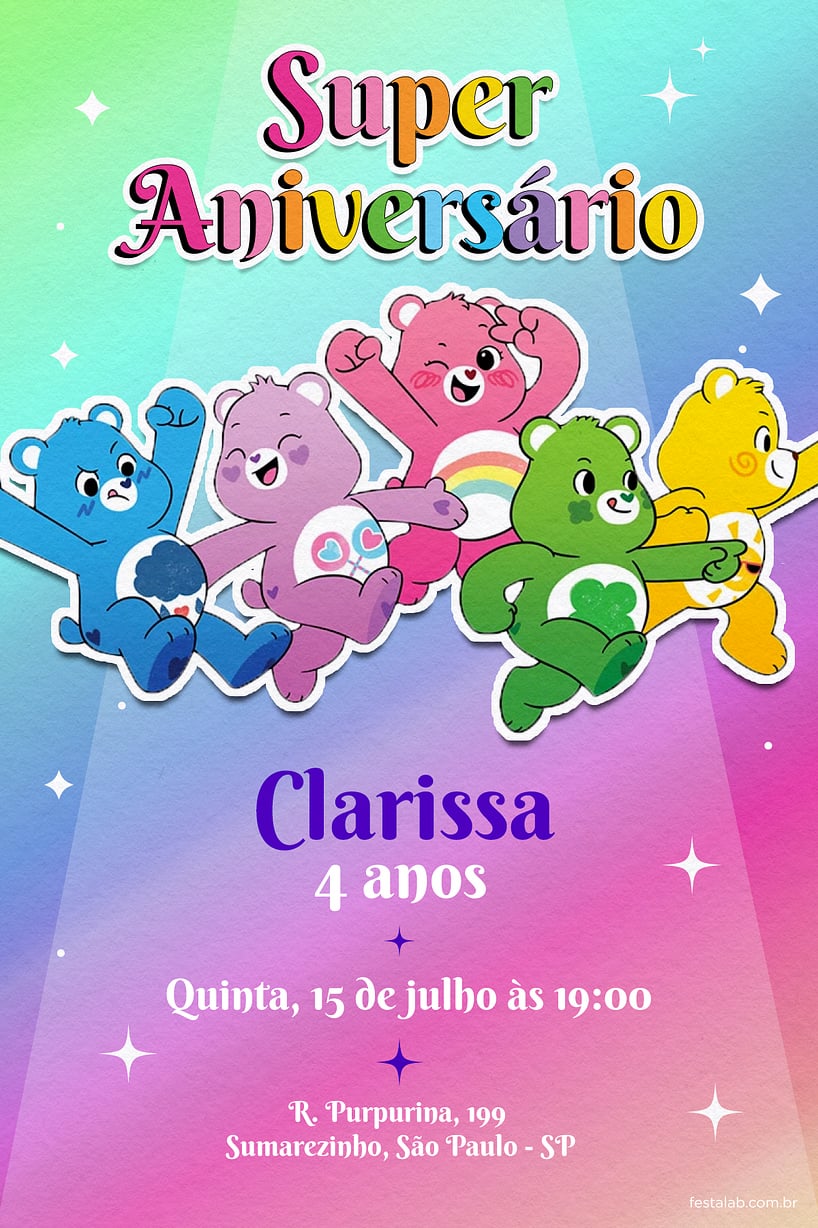 Criar convite de aniversário - Ursinhos carinhosos| FestaLab