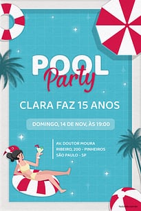 Modelo de Convite de Aniversario - Verao Convite Verão grátis para editar