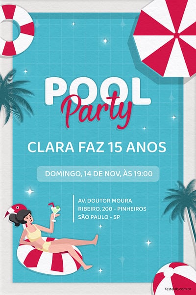Modelo de Convite de Aniversario - Verao Convite Verão grátis para editar