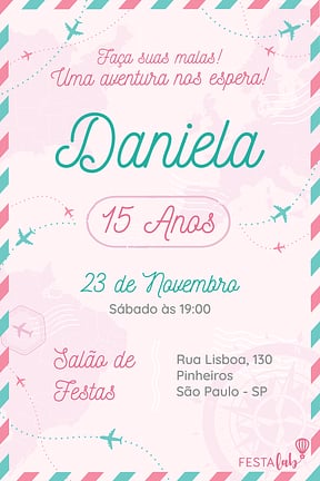 Modelo de Convite de Aniversario - Viagem Convite de Aniversario - Viagem