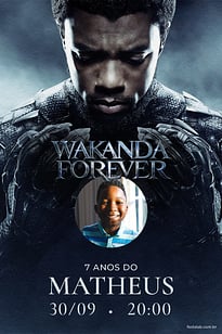 Modelo de Convite de Aniversario - Wakanda Forever: Azul Convite Wakanda Forever: Azul grátis para editar