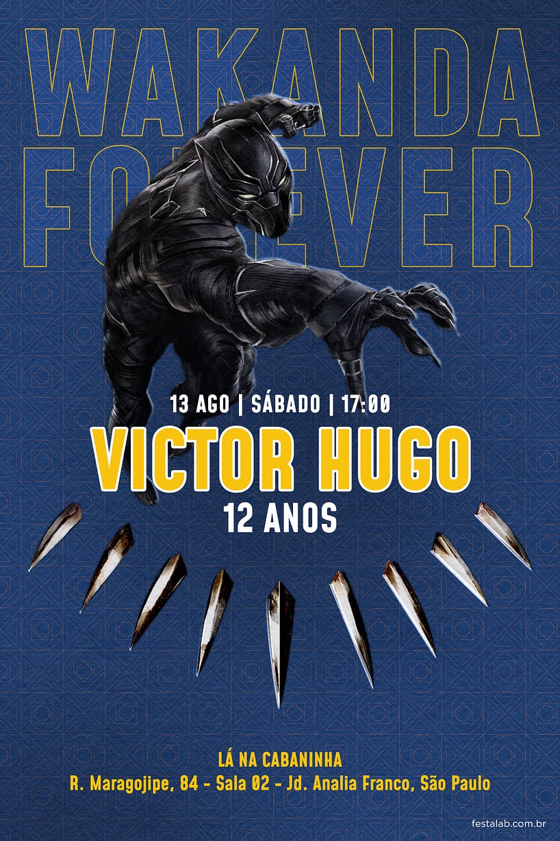Convite de Aniversario - Wakanda Forever