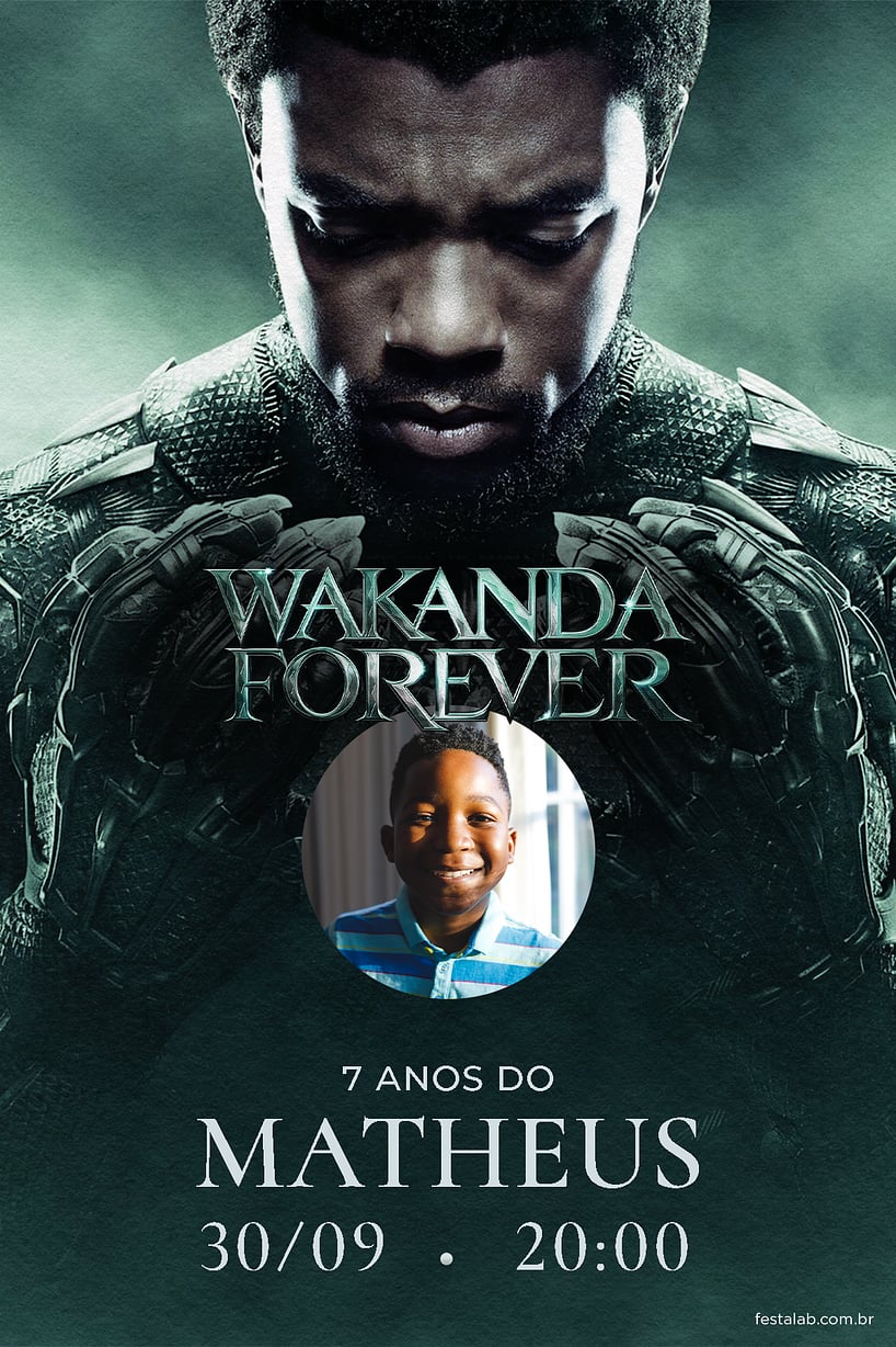Criar convite de aniversário - Wakanda Forever: Verde| FestaLab