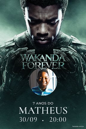Modelo de Convite de Aniversario - Wakanda Forever: Verde Convite de Aniversario - Wakanda Forever: Verde