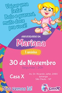 Modelo de Convite de Aniversario - Casa X - Xuxinha Convite Casa X - Xuxinha grátis para editar