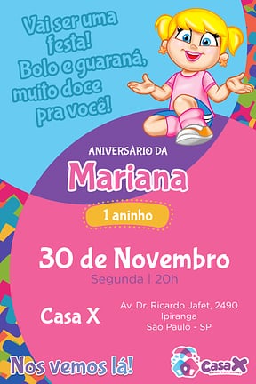 Modelo de Convite de Aniversario - Casa X - Xuxinha Convite de Aniversario - Casa X - Xuxinha