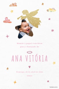 Convite Anjinho dourado grátis para editar