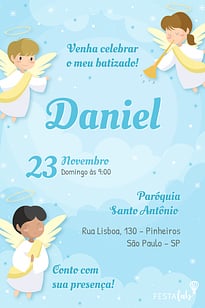 Convite Anjinhos grátis para editar