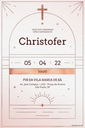 Modelo de Convite de Batizado - Catedral minimalista rose gold Convite de Batizado - Catedral minimalista rose gold