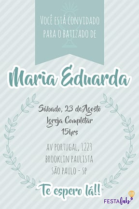 Convite de Batizado - Coroa de Louros