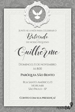 Modelo de Convite de Batizado - Espirito Santo Convite de Batizado - Espirito Santo