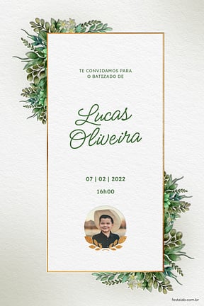 Modelo de Convite de Batizado - Folhas da comunhao Convite de Batizado - Folhas da comunhao