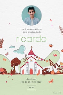 Convite Igreja católica vermelha grátis para editar