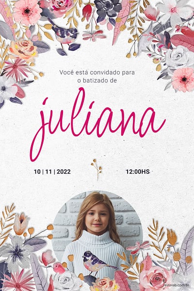 Convite Jardim rosa em comunhão grátis para editar