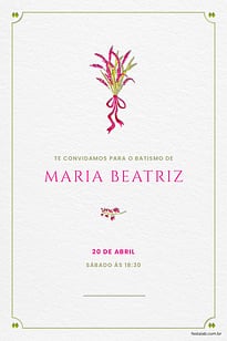 Convite Ramo de flores rosa grátis para editar
