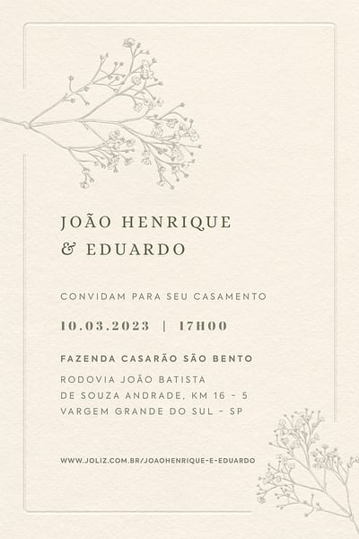 Modelo de Convite de Casamento - Mosquitinho Rustico Romantico Convite de Casamento - Mosquitinho Rustico Romantico