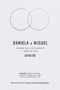 Modelo de Convite de Casamento - Aliancas Branco com Dourado Convite Alianças Branco com Dourado grátis para editar