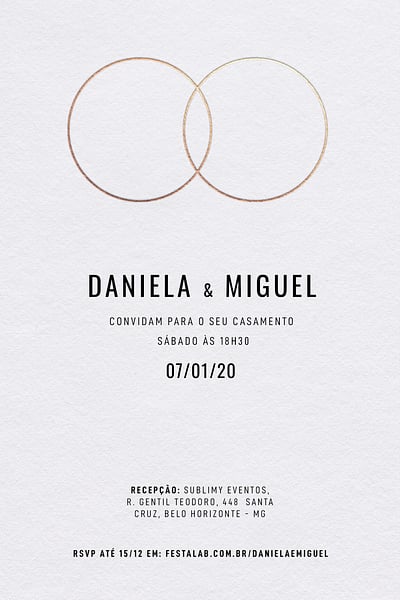 Modelo de Convite de Casamento - Aliancas Branco com Dourado Convite Alianças Branco com Dourado grátis para editar