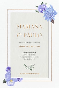 Modelo de Convite de Casamento - Amor Perfeito Convite Amor Perfeito grátis para editar