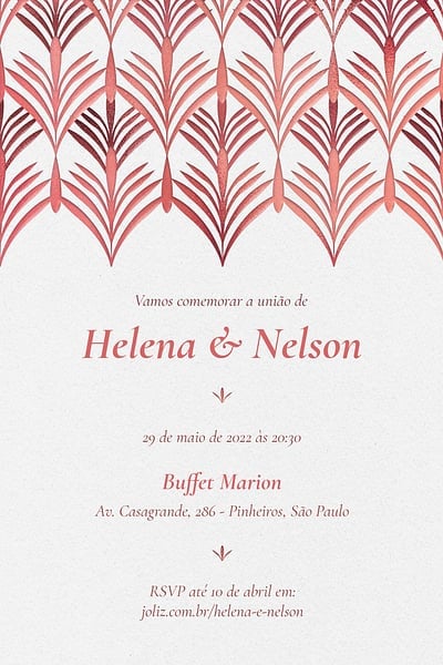 Modelo de Convite de Casamento - Arabescos vermelho Convite Arabescos vermelho grátis para editar