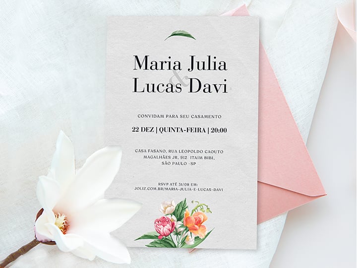 Convite de Casamento - Arranjo de flores