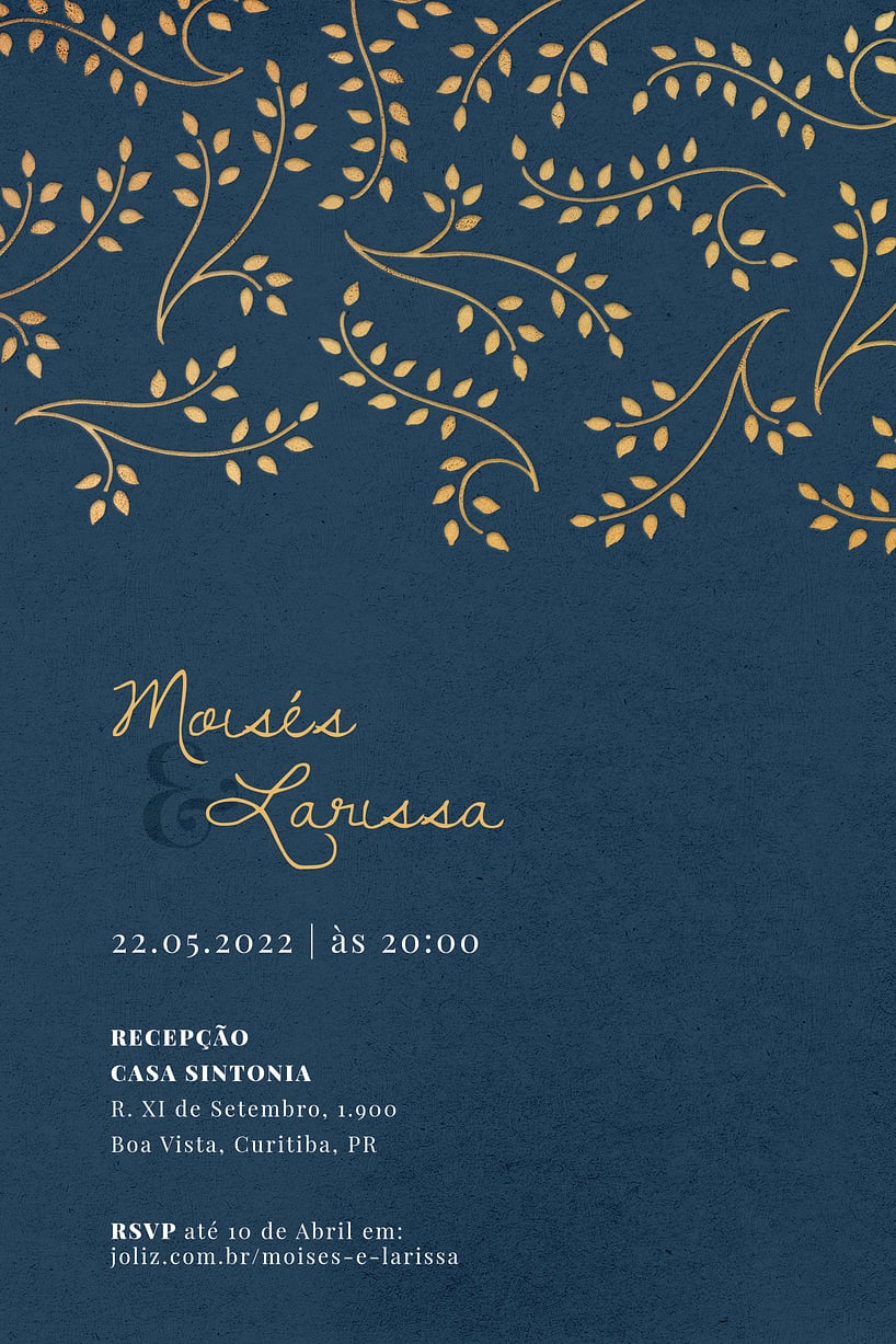 Modelo de Convite de Casamento - Arranjo de folhas Convite Arranjo de folhas grátis para editar