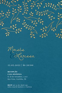 Convite Arranjo de folhas: Azul grátis para editar