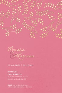 Convite Arranjo de folhas: Rosa grátis para editar