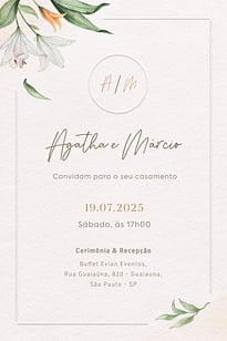 Modelo de Convite de Casamento - Arranjo de Lirios Convite Arranjo de Lírios grátis para editar