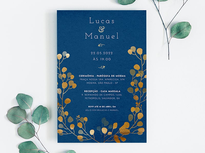 Convite de Casamento - Arranjo de Pilea Azul Escuro