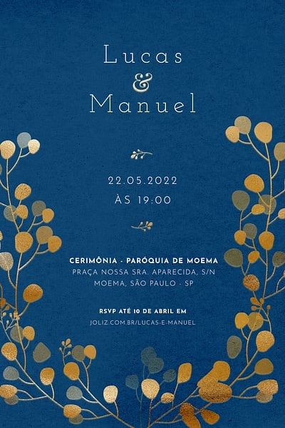 Modelo de Convite de Casamento - Arranjo de Pilea Azul Escuro Convite de Casamento - Arranjo de Pilea Azul Escuro