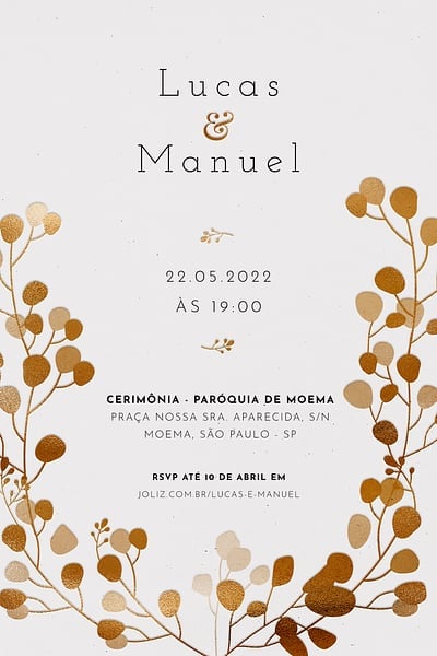 Modelo de Convite de Casamento - Arranjo de Pilea dourado Convite de Casamento - Arranjo de Pilea dourado