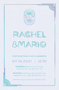 Convite Art Deco Azul Lilás grátis para editar